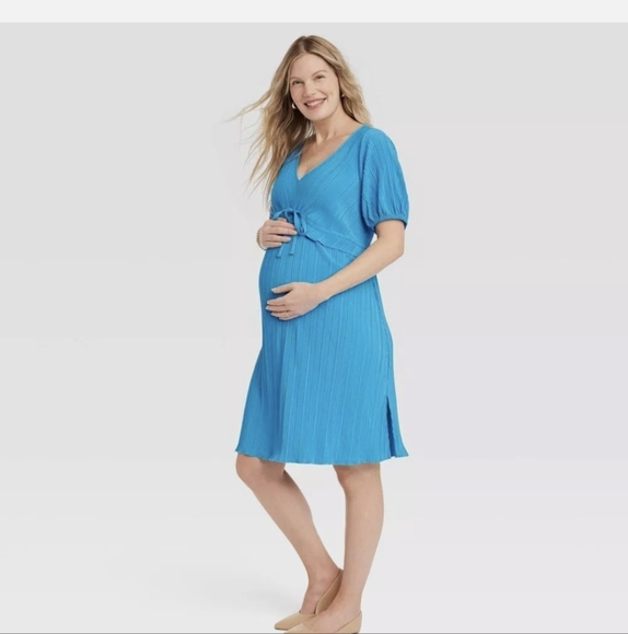 Blue Maternity Dress - Picture 1 of 2